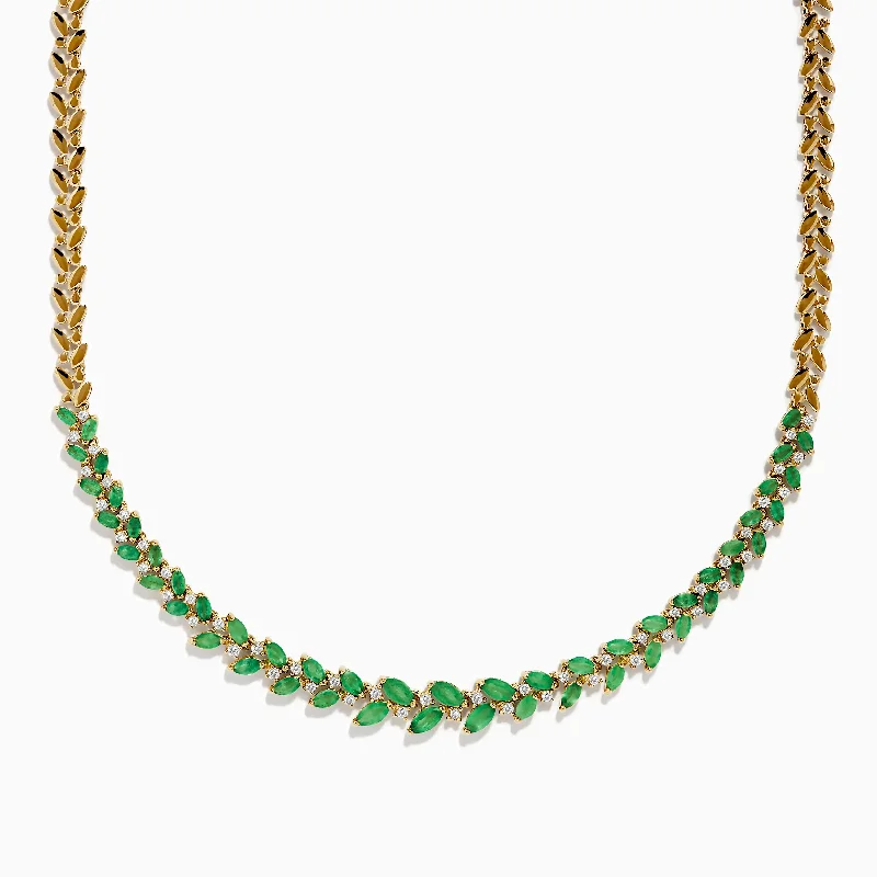 Brasillica 14K Yellow Gold Emerald and Diamond Necklace