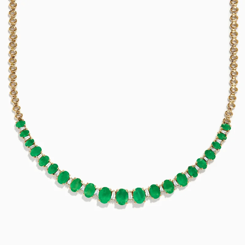 Brasillica 14K Yellow Gold Emerald and Diamond Necklace