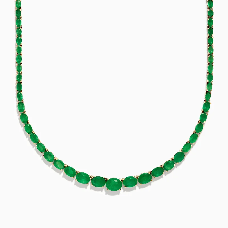 Brasillica 14K Yellow Gold Emerald Graduated Eternity Necklace