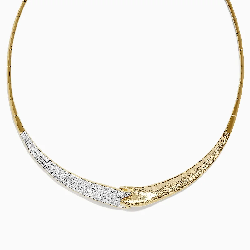 D'Oro 14K Yellow Gold and Diamond Necklace