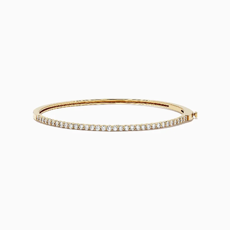 D'Oro 14K Yellow Gold Diamond Bangle, 1.00 TCW