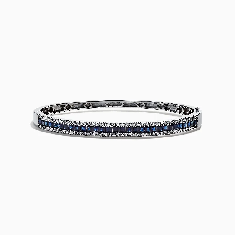 Royale Bleu 14K White Gold Natural Blue Sapphire & Diamond Bangle, 3.60 TCW