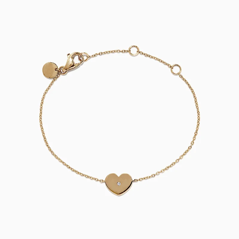 Kidz 14K Yellow Gold Heart Bracelet. 0.01 TCW