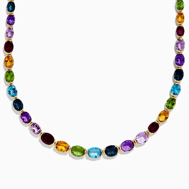 Mosaic 14K Yellow Gold Multi Gemstone Necklace