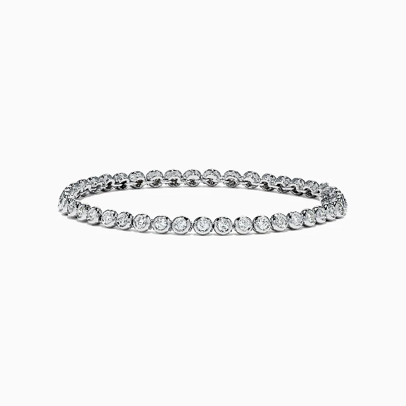 Pave Classica 14K White Gold Bezel Set Diamond Tennis Bracelet, 1.69 TCW