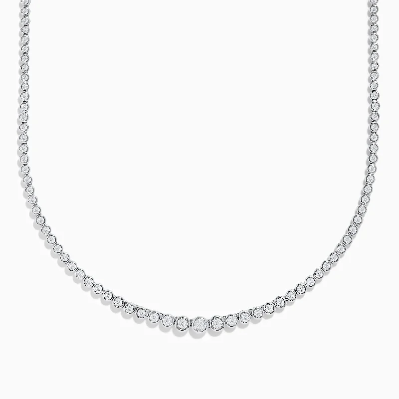 Pave Classica 14K White Gold Bezel-Set Tennis Necklace 0.98 TCW