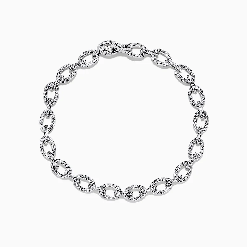 Pave Classica 14K White Gold Chain Link Diamond Tennis Bracelet, 1.52 TCW