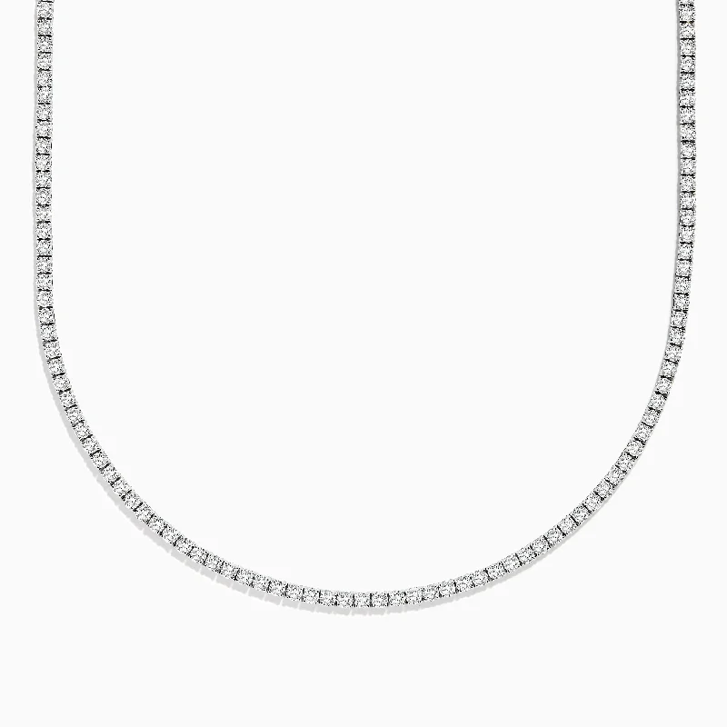 Pave Classica 14k White Gold Diamond Tennis Necklace 9.94 TCW