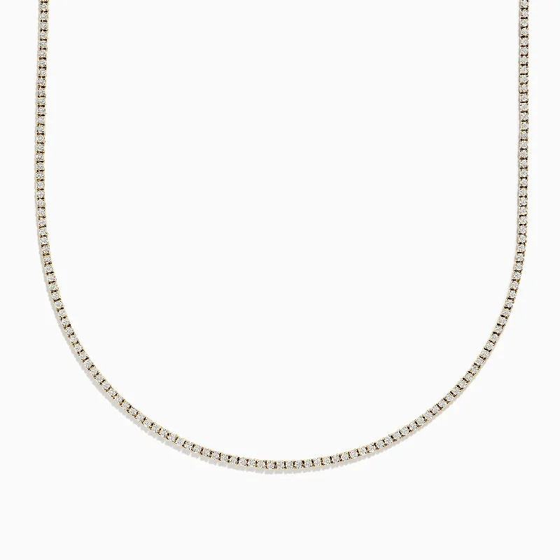 Pave Classica 14k Yellow Gold Diamond Tennis Necklace 3.40 TCW