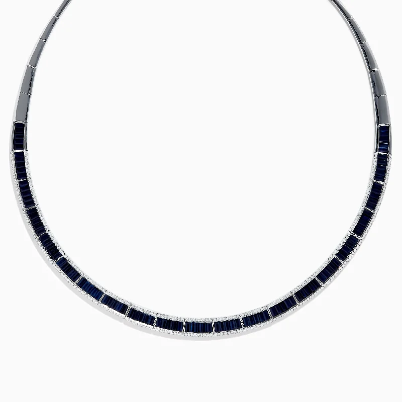 Royale Bleu 14K White Gold Blue Sapphire and Diamond Necklace