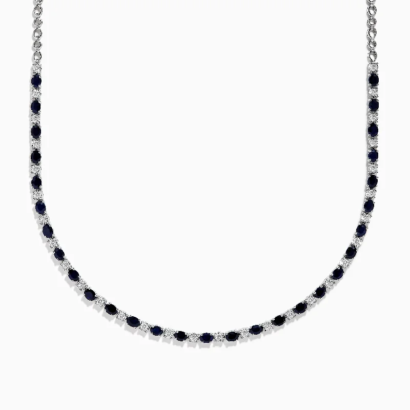 Royale Bleu 14K White Gold Sapphire and Diamond Necklace