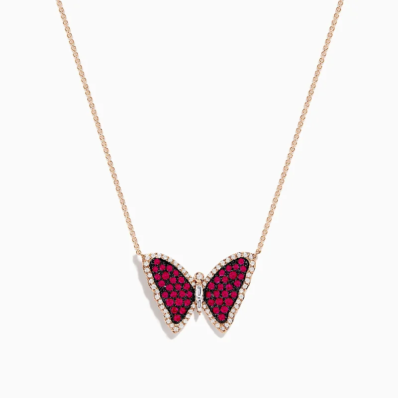 Ruby Royale 14K Rose Gold Ruby Butterfly Necklace