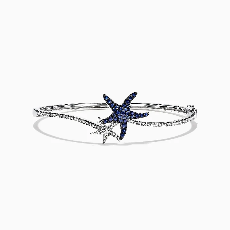 Seaside 14K Gold Blue Sapphire & Diamond Starfish Bracelet, 1.06 TCW