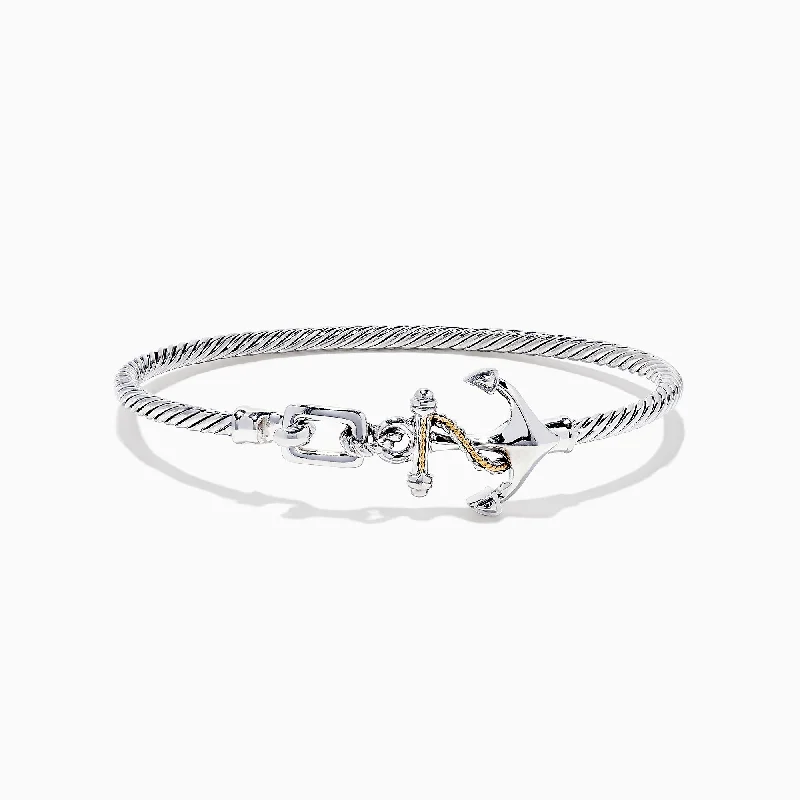 Seaside Sterling Silver & 18K Gold Anchor Bangle