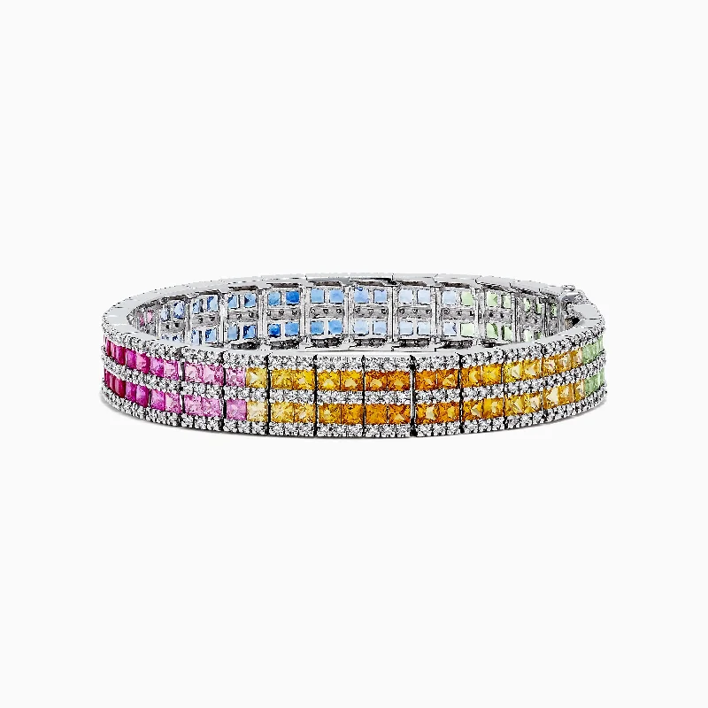 Watercolors 14K Gold Multi Sapphire and Diamond Bracelet, 17.93 TCW