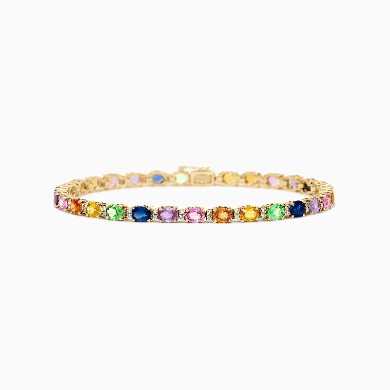 Watercolors 14K Gold Multi Sapphire and Diamond Bracelet, 8.96 TCW