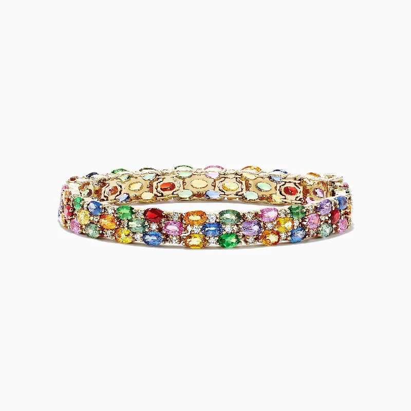 Watercolors 14K Gold Multi Sapphire & Diamond Bracelet, 24.54 TCW