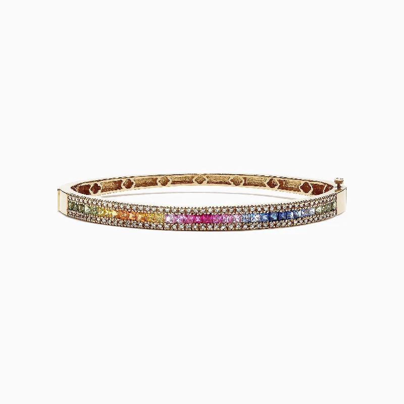 Watercolors 14K Yellow Gold Multi Sapphire & Diamond Bangle, 3.60 TCW