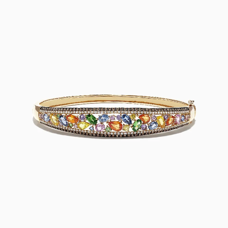 Watercolors 14K Yellow Gold Multi Sapphire & Diamond Bangle, 6.02 TCW