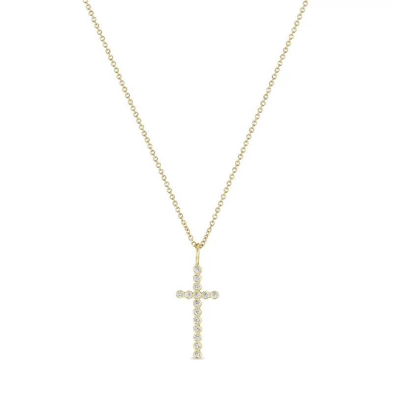 Gold Bezel Cross Necklace