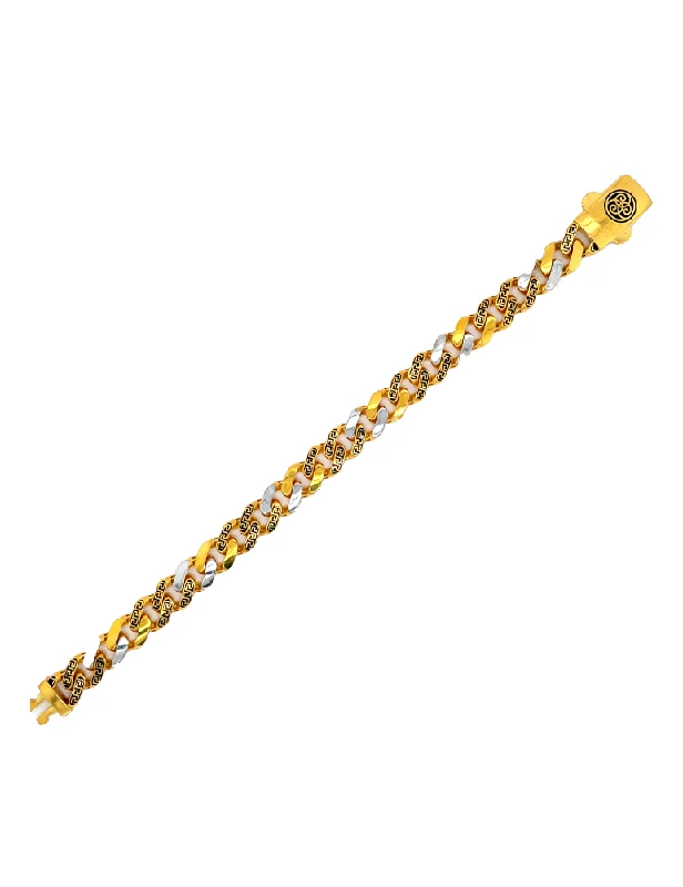 Gold Cubin Link Two-Tone Men's Bracelet