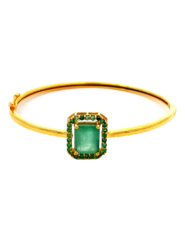 Gold Emerald Bangle Bracelet 22 Karat