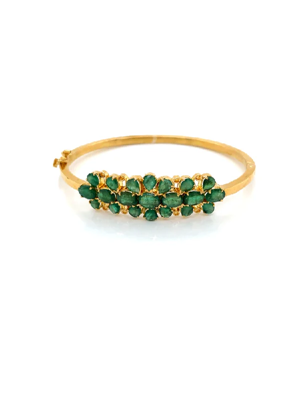 Gold Emerald Bangle Bracelet 22 Karat