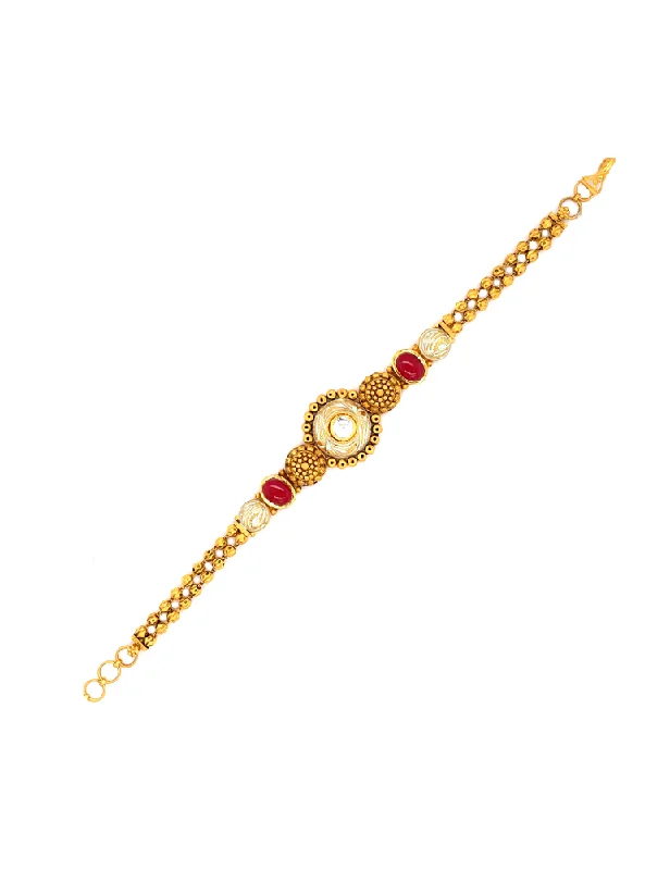 Gold Ruby & Emerald Bracelet 22 Karat