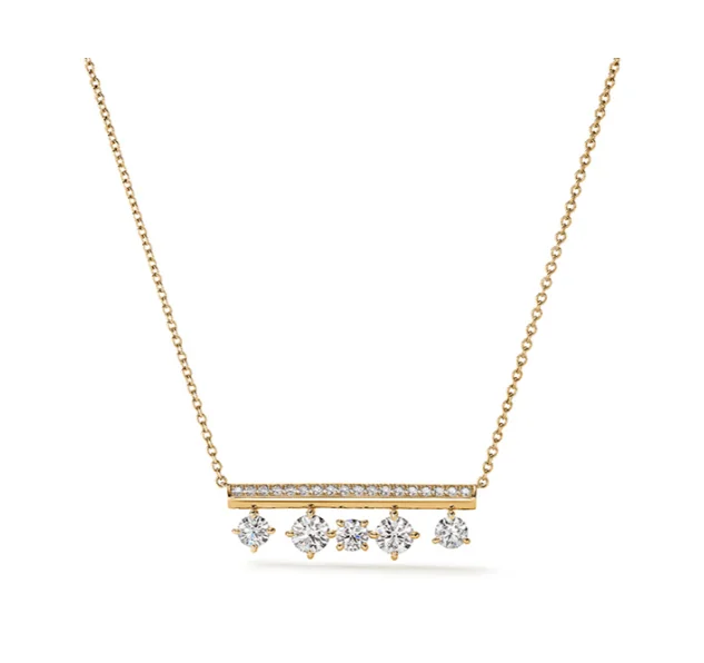 Hearts On Fire 18K Yellow Gold Round Barre Floating Diamond Pave Necklace (1.38ctw)