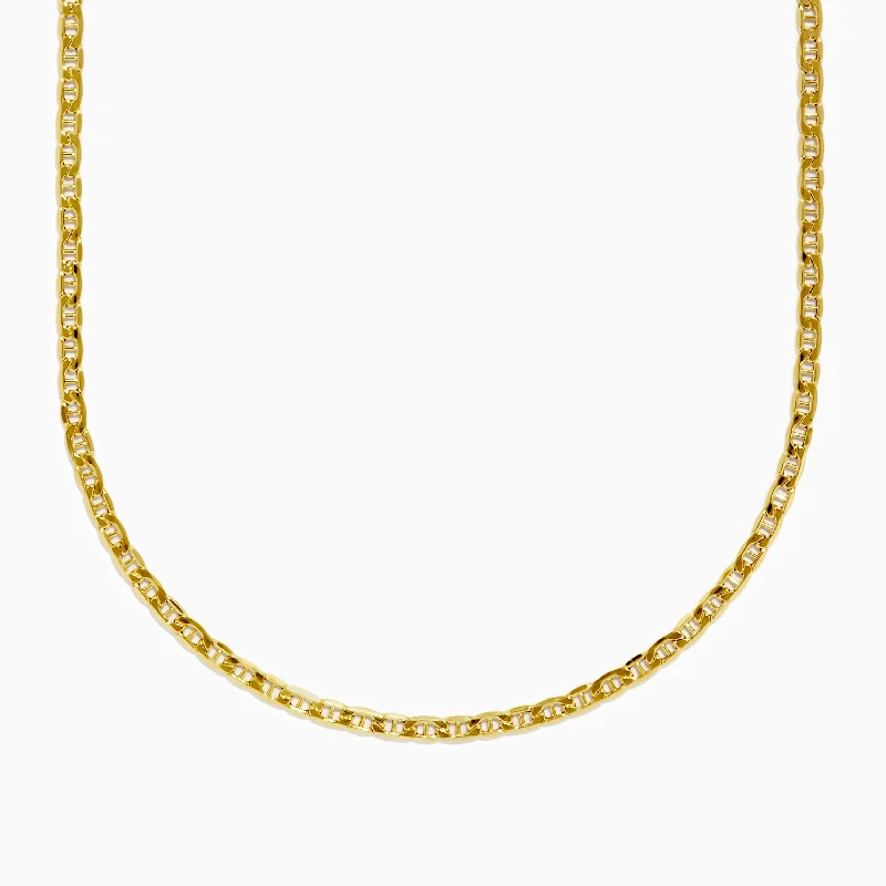 Men's 14K Yellow Gold Anchor Chain Necklace 22"