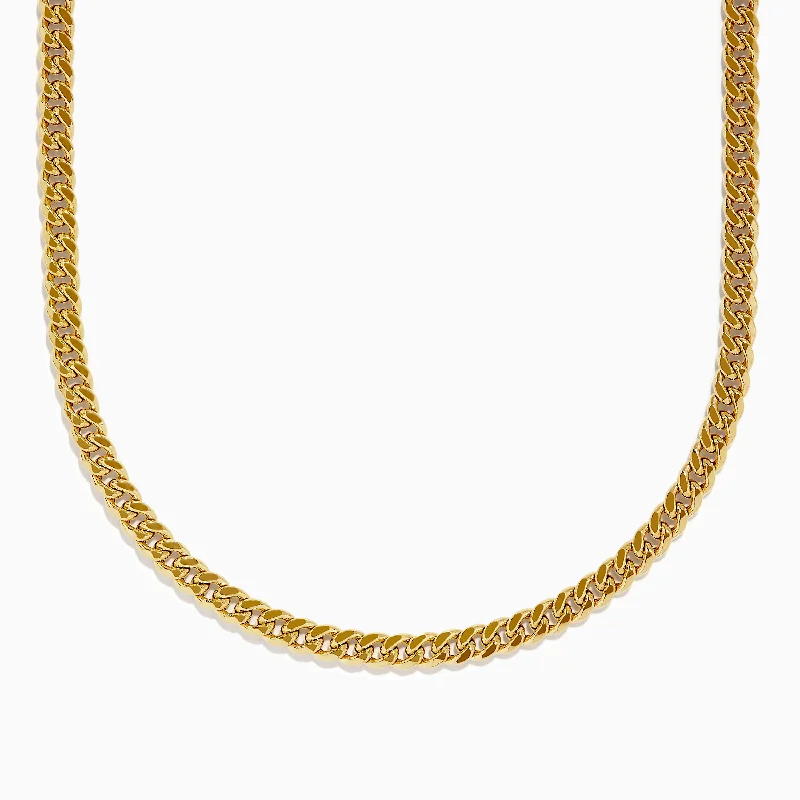 Men's 14K Yellow Gold Hollow Cuban Chain Necklace - 22''