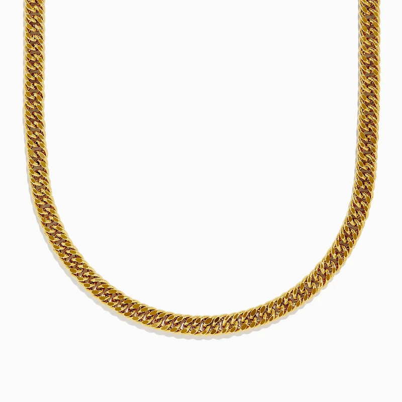 Men's 14K Yellow Gold Hollow Cuban Chain Necklace - 26''