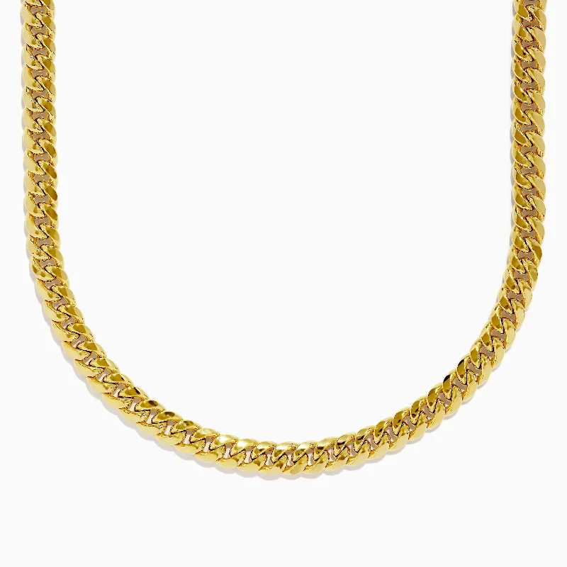 Men's 14K Yellow Gold Hollow Curb Chain Necklace 22"