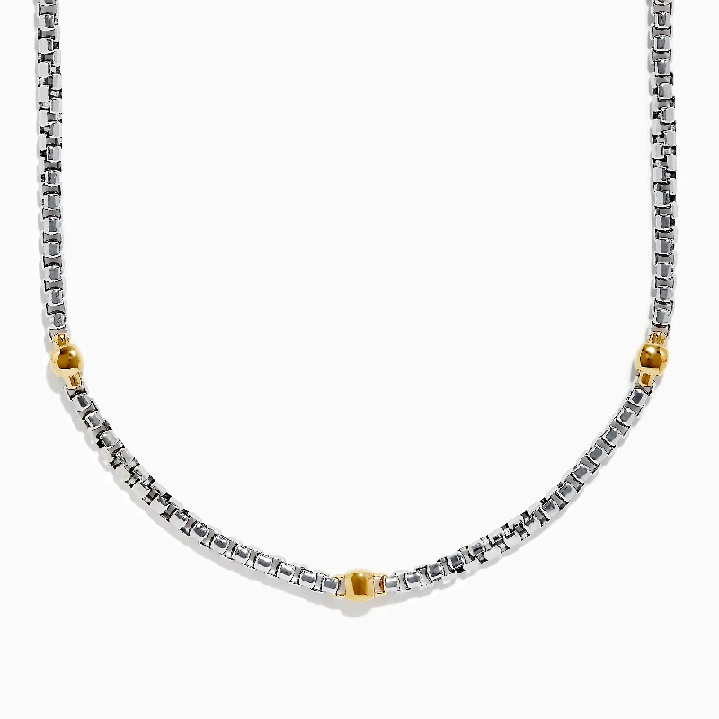 Men's 925 Sterling Silver and Yellow Gold Plated Necklace