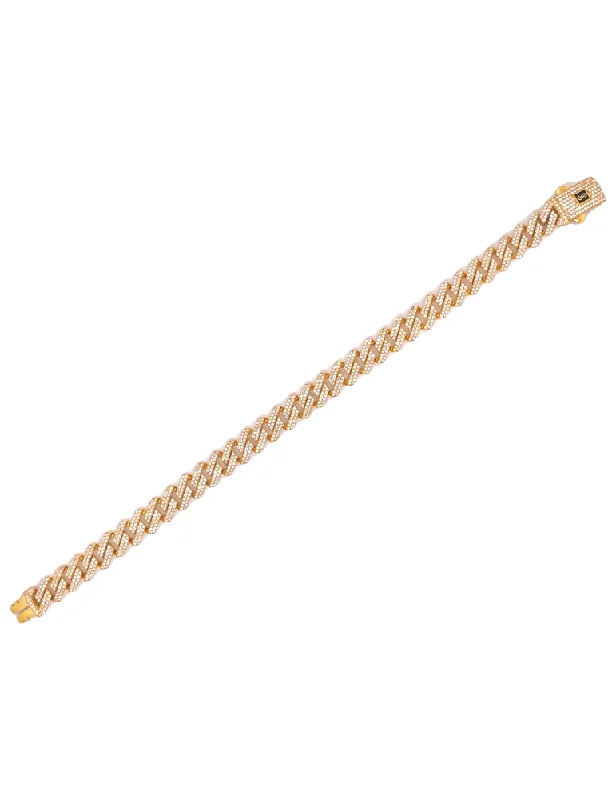 Monaco Claasic Cubin Link Gold CZ Stone Bracelet 22 Karat