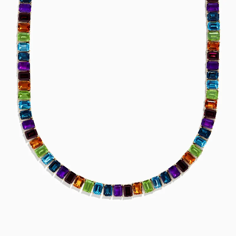 Mosaic 14K Yellow Gold Multi Gemstone Necklace