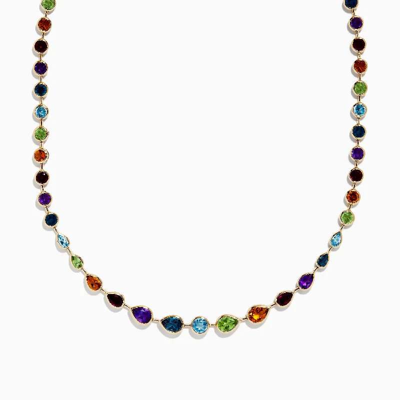 Mosaic 14K Yellow Gold Multi Gemstone Necklace