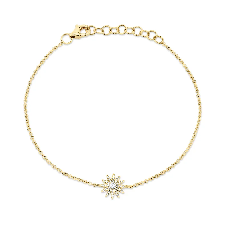 14K White or Yellow Gold Diamond Starburst Bracelet