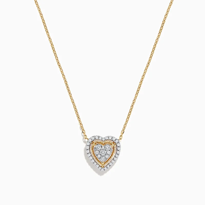 Novelty 14K Yellow Gold Diamond Heart Necklace