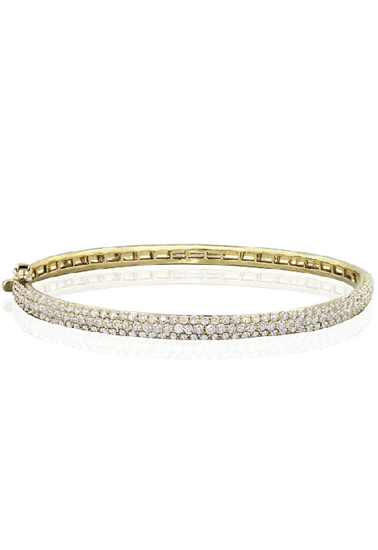 14K Yellow Gold Pave Classica Diamond Bangle, 3.15 TCW