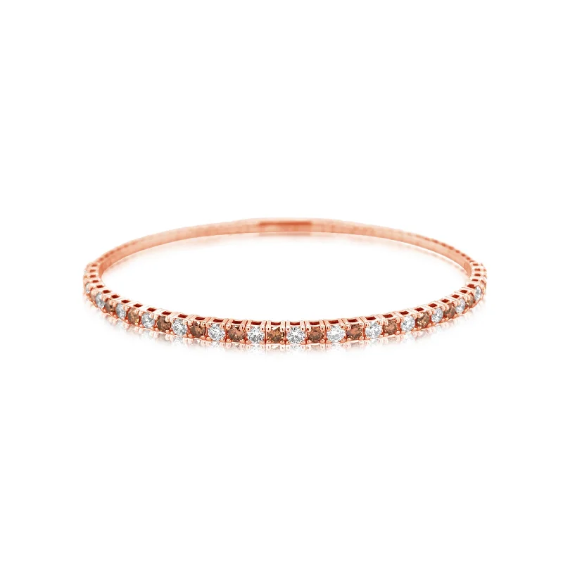 Rose Gold Brown Diamond Stack Bangle