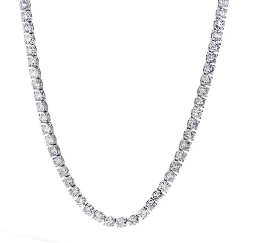 Round Shape Diamond 14K White Gold Riviera Necklace (15.17ctw)