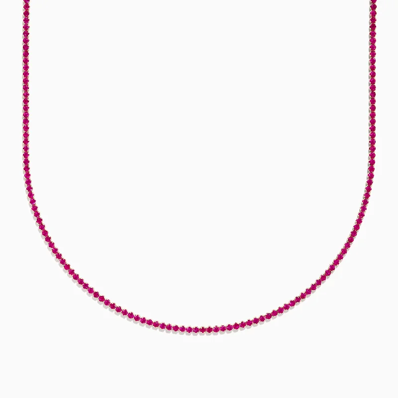 Ruby Royale 14K Rose Gold Ruby Tennis Necklace 5.18 TCW