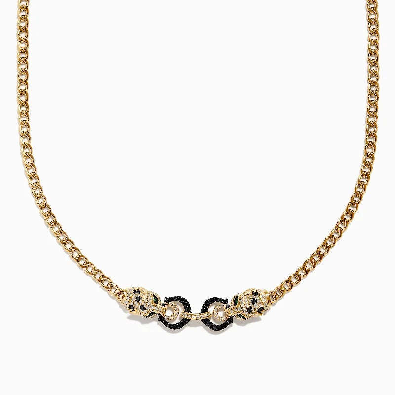 Signature 14K Gold White and Black Diamond Necklace