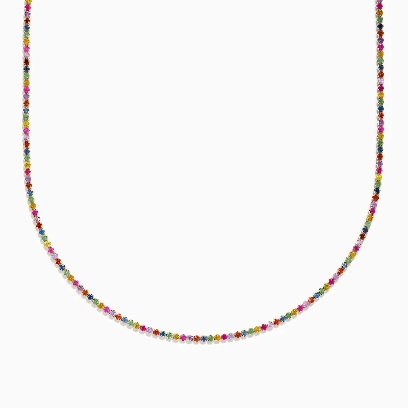 Watercolors 14K Yellow Gold Multi Sapphire Necklace