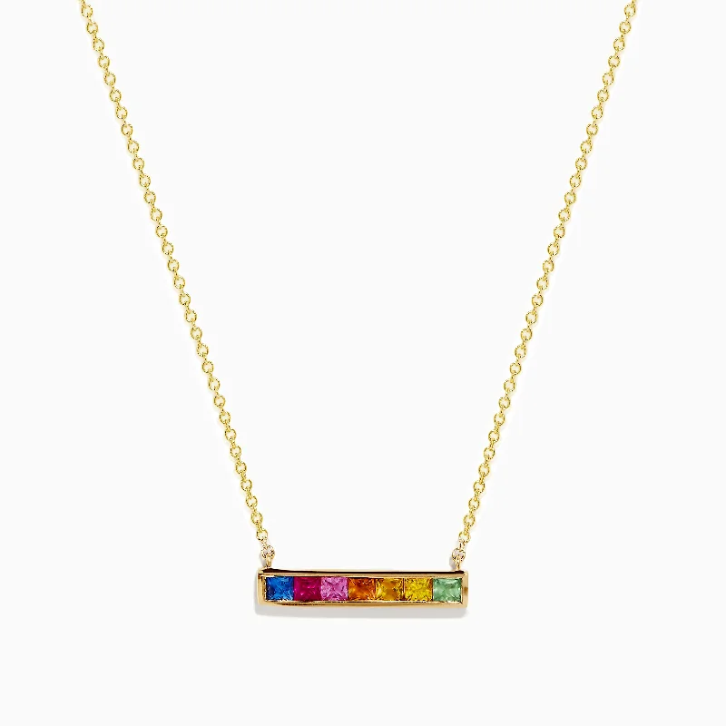 Watercolors 14K Yellow Gold Multi Sapphire Necklace