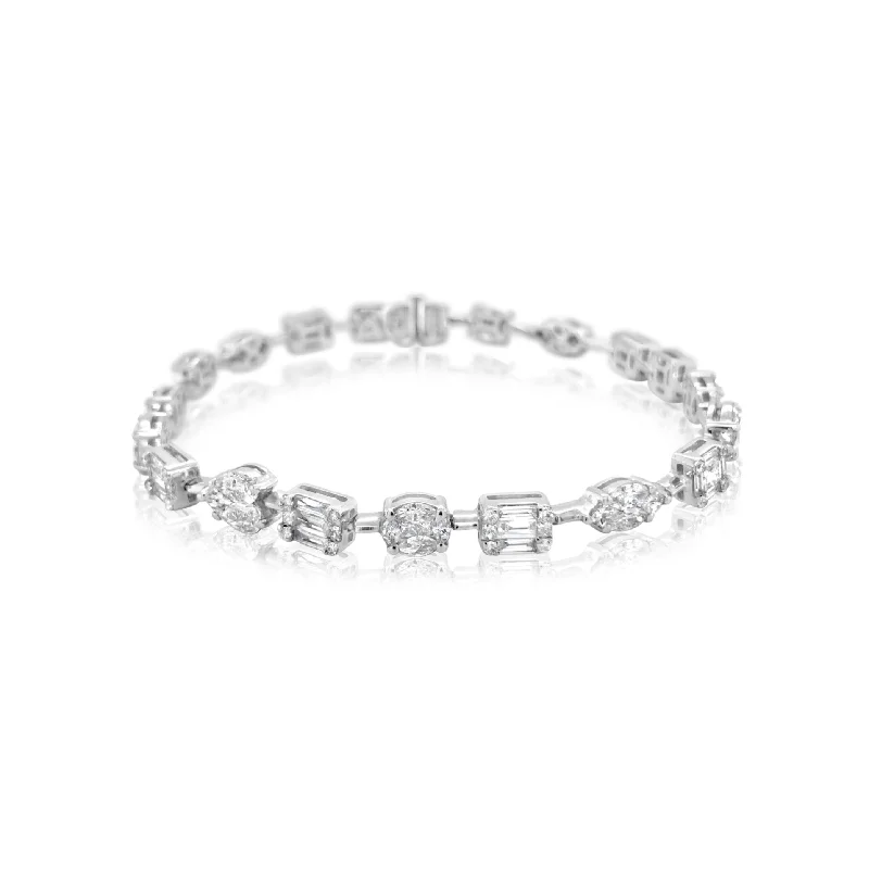 White Gold Multi Shape Diamond Illusion Tennis Bracelet