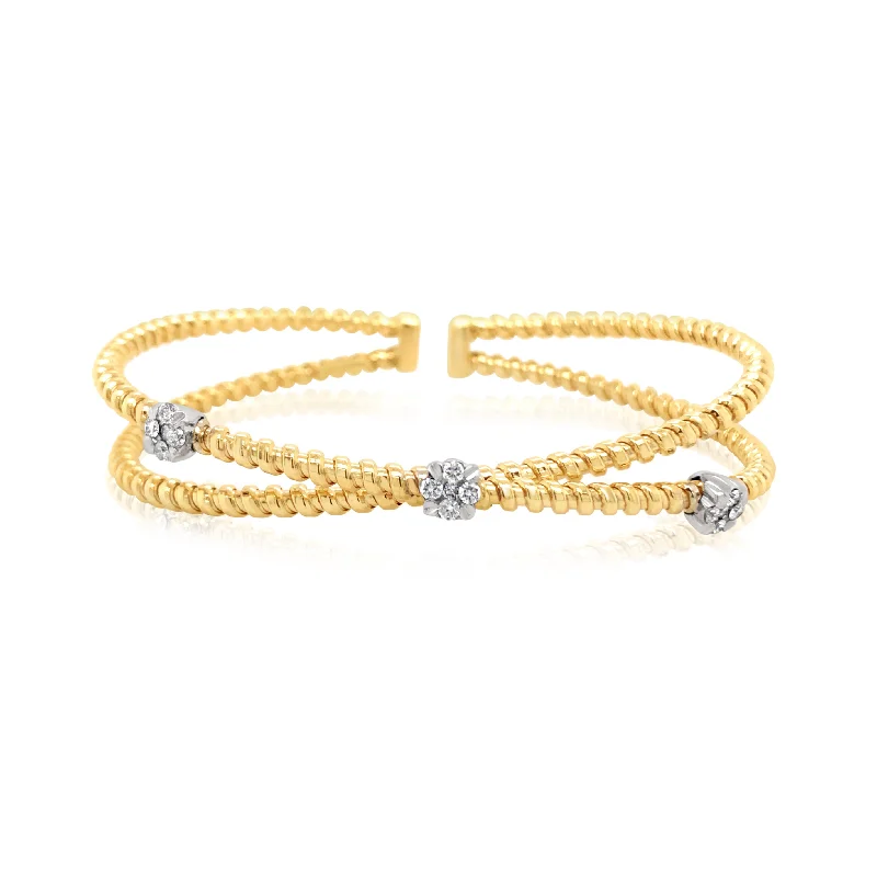 Wired Gold Diamond Crossover Bangle