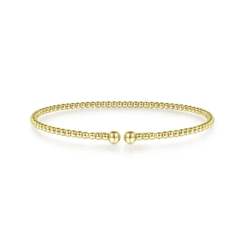 Yellow Gold Beaded Bangle - Gabriel & Co.