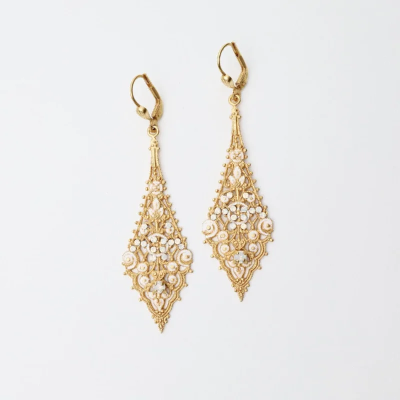 White La Byzantine Earrings